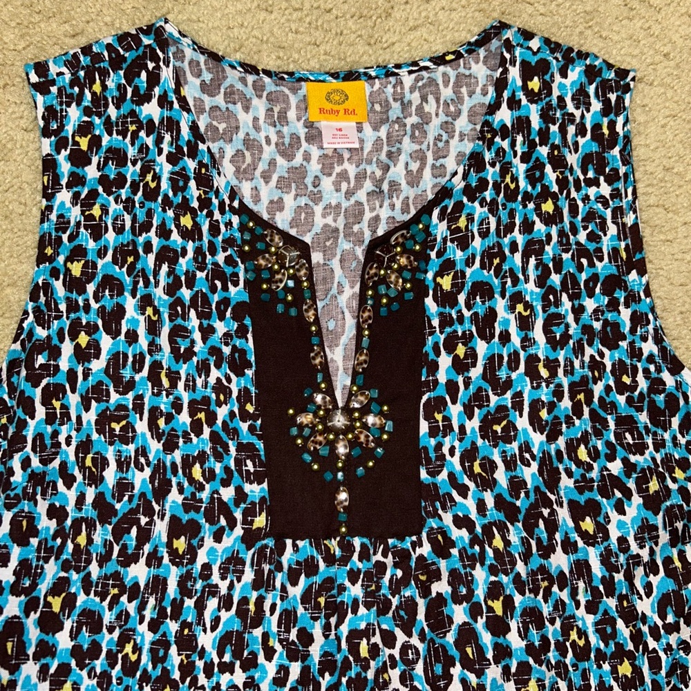 💙🤎♦️NWT Ruby Rd. Animal Print Dress🤎💙 - Picture 8 of 12